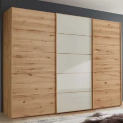 Schiebetüren-Kleiderschrank in Beige Glas - Nikoba