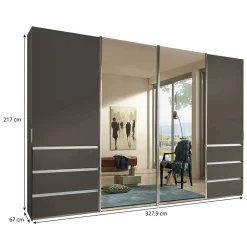 Schiebetürenschrank in Braun mit Parsol Spiegeln - Moon