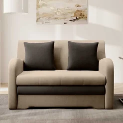 Schlafcouch in Beige und Dunkelbraun - Calming