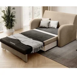 Schlafcouch in Beige und Dunkelbraun - Calming
