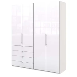 Schlafraum Kleiderschrank in Weiß Glas Front - Dolienca