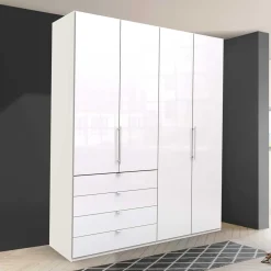 Schlafraum Kleiderschrank in Weiß Glas Front - Dolienca
