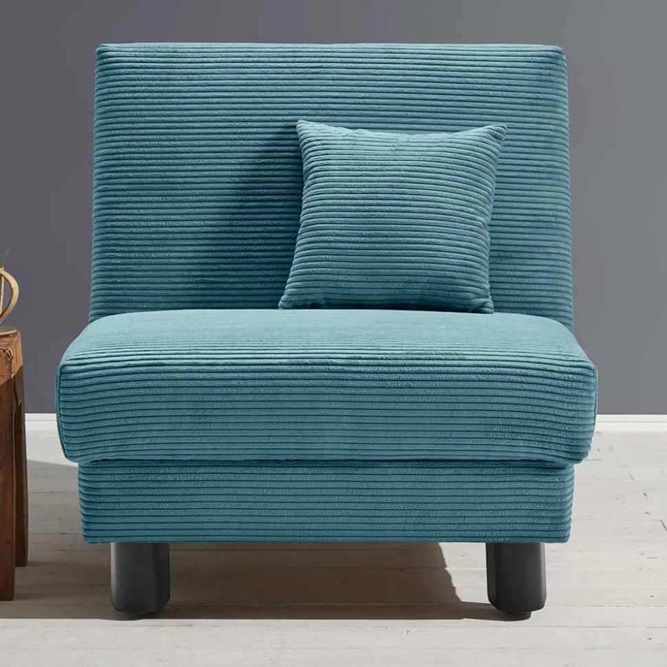 Schlafsessel in Petrol aus Cord - Geraldo