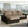 Schlafsofa Ecke in Beige und Dunkelbraun - Subra