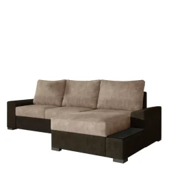 Schlafsofa Ecke in Beige und Dunkelbraun - Subra