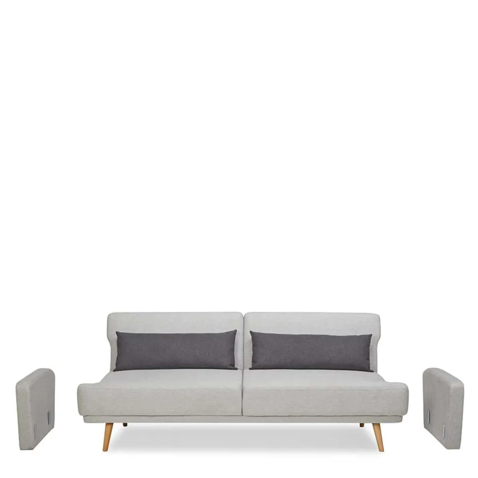 Schlafsofa in Hellgrau und Kiefer - Posadas