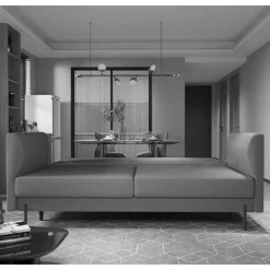 Schlafsofa in meliertem Blaugrau Stoffbezug - Ipsum