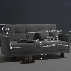 Schlafsofa mit abklappbaren Arnlehnen - Madley