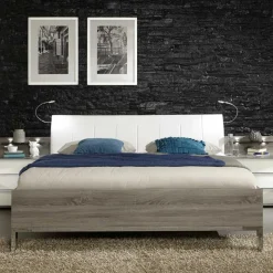 Schlafzimmer Bett Viarolia mit Polsterkopfteil in Weiß