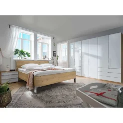 Schlafzimmer in Eiche Bianco & Weiß - Nuetran (vierteilig)