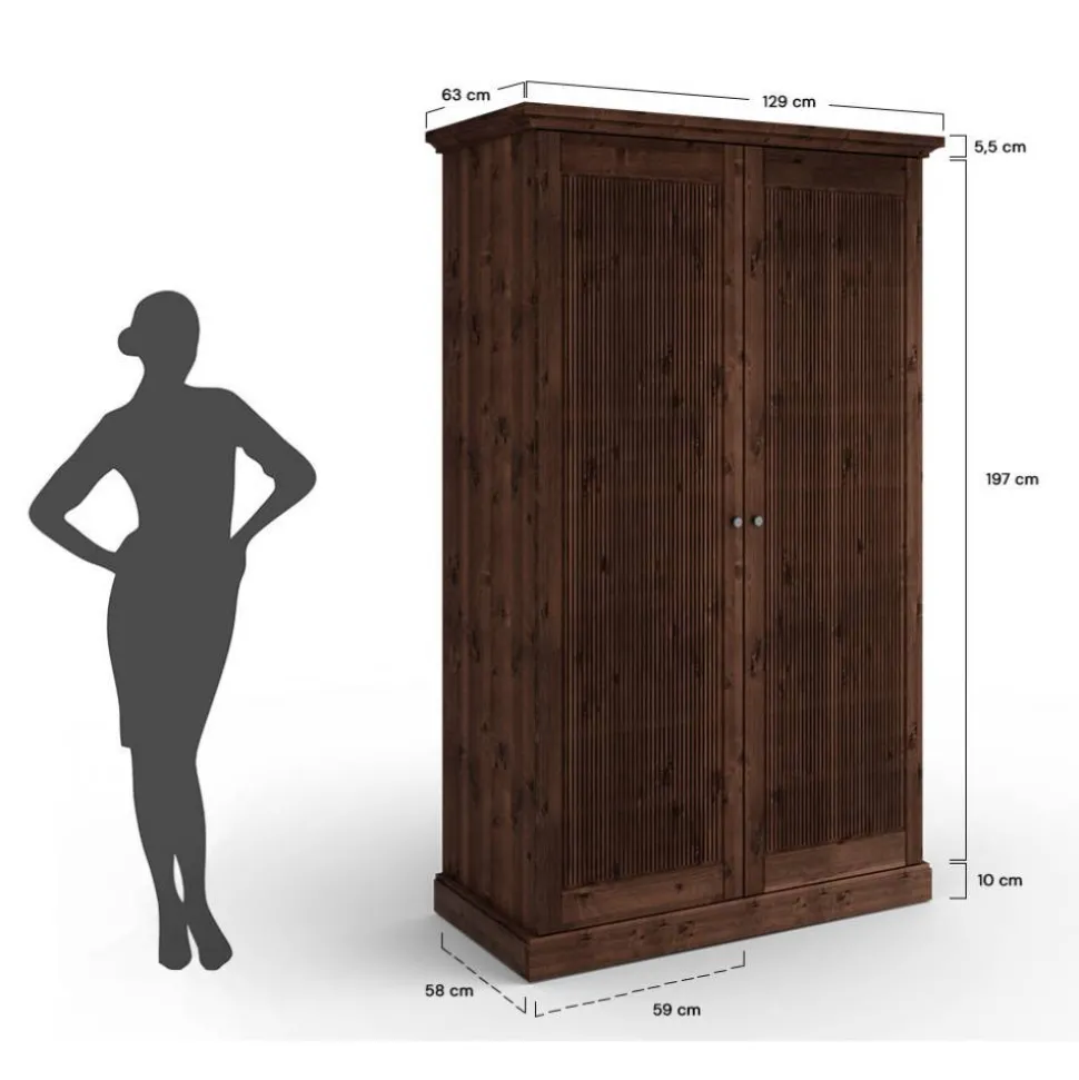 Schlafzimmer Kleiderschrank in Dunkelbraun - Nauizia