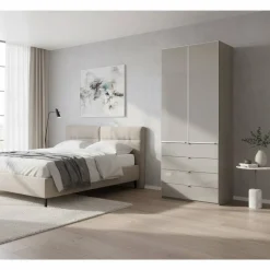Schlafzimmer Kombi-Schrank in Hellgrau - Nucina