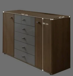 Schlafzimmer Kommode in Eichefarben & Beige - Emdsiva