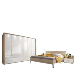 Schlafzimmer Komplettset Bosays in Weiß Eiche Sonoma (vierteilig)