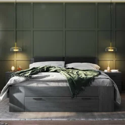 Schlafzimmereinrichtung in Eiche Grau - Carika (vierteilig)