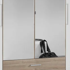 Schlafzimmer-Kleiderschrank in Weiß HG & Eiche sägerau - Grands