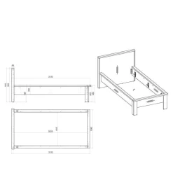 Schlafzimmermöbel Set mit 90x200 Bett - Tramos (vierteilig)