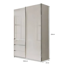Schlafzimmerschrank in Champagner Glasfront 165 cm - Dustins