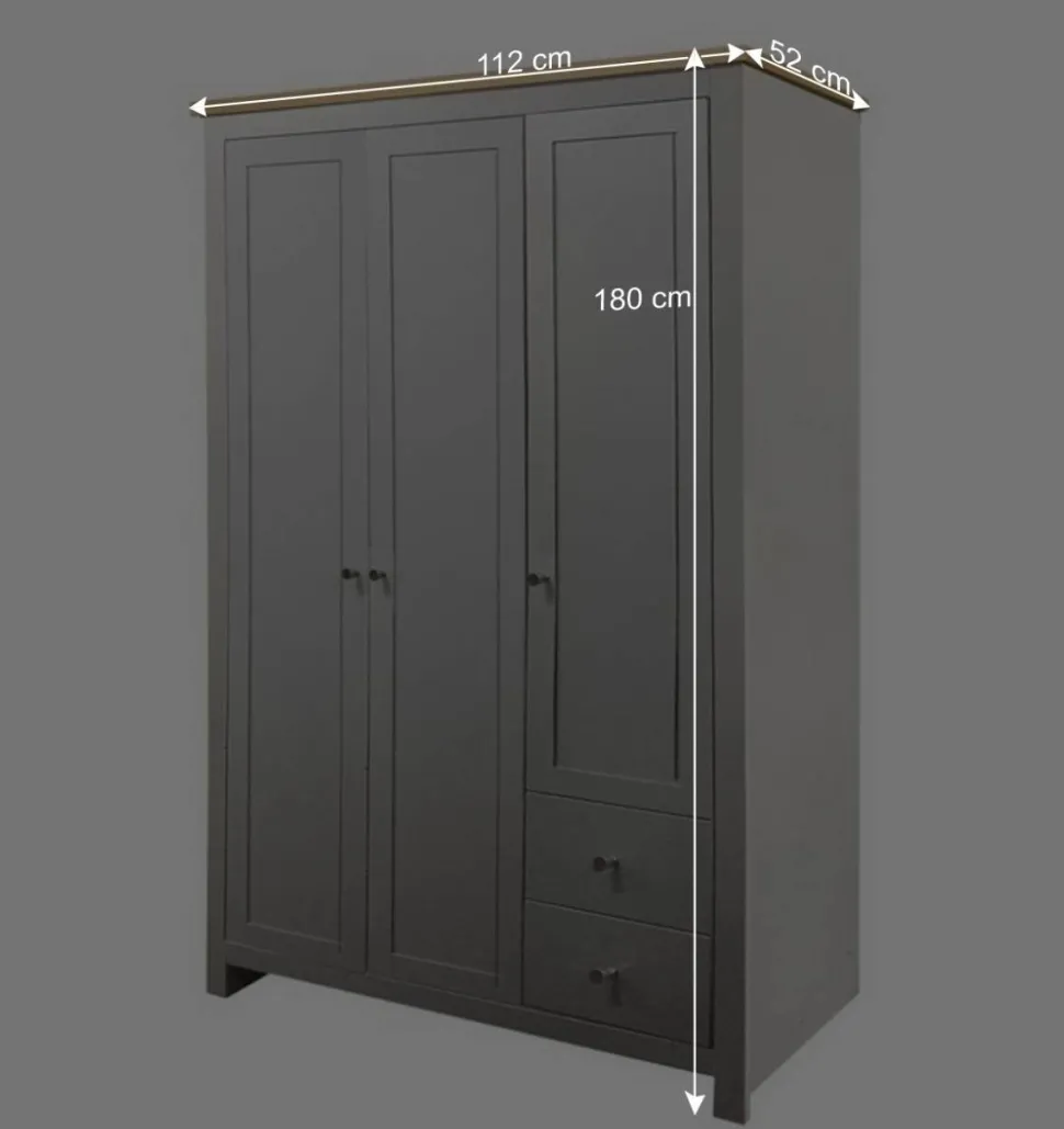 Schlafzimmerschrank in Grau & Eichefarben - Poliesti