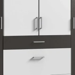 Schlafzimmerschrank in Weiß und Dunkelgrau - Vanila