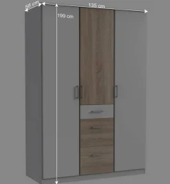 Schlafzimmerschrank in Weiß mit Eiche Sägerau - Magdelan