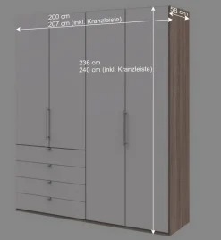 Schlafzimmerschrank mit vier Schubladen Soft Close - Vaclyn