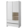 Schlichter Kinder Kleiderschrank in Weiß - Mauricia
