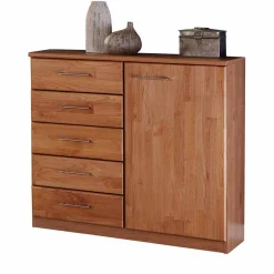 Schmale Kombikommode Apolios in Erle teilmassiv