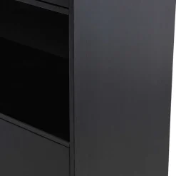 Schmaler Hochschrank in Schwarz Kiefernholz teilmassiv - Niwidus