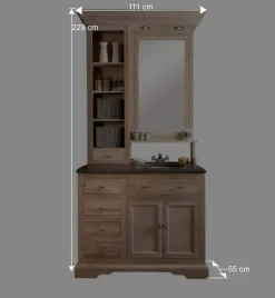 Schmales Badezimmermöbel-Set Vish im rustikalen Landhausstil