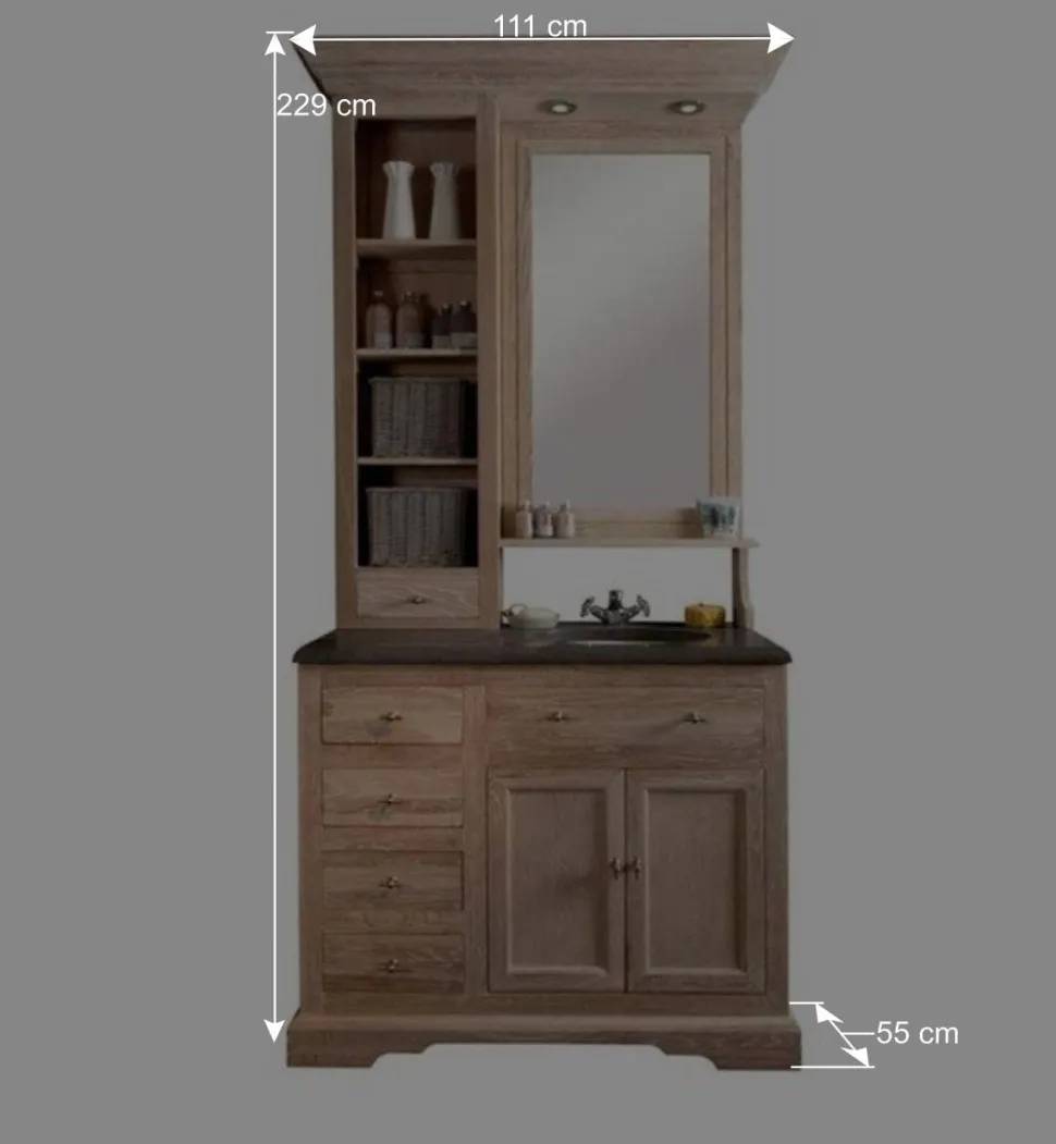 Schmales Badezimmermöbel-Set Vish im rustikalen Landhausstil