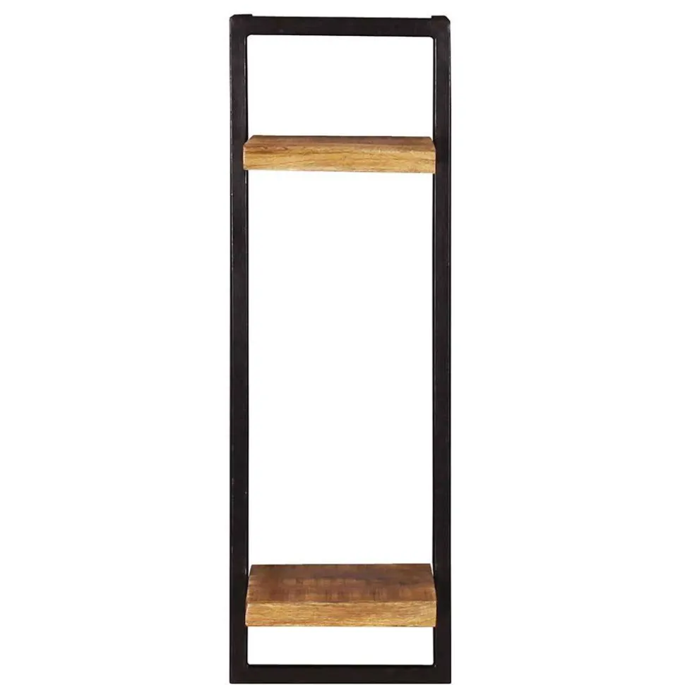 Schmales Industrial Wandregal mit zwei Holzablagen - Evradon