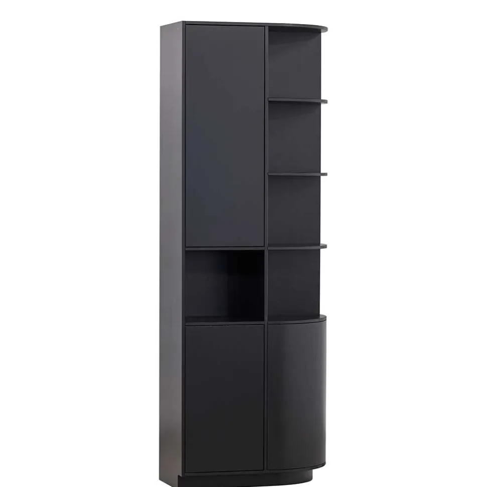 Schrank einseitig abgerundet in Schwarz - Niwidus