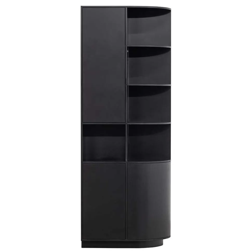 Schrank einseitig abgerundet in Schwarz - Niwidus