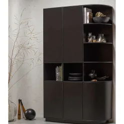 Schrank einseitig abgerundet in Schwarz - Niwidus