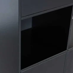 Schrank einseitig abgerundet in Schwarz - Niwidus