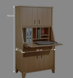 Schrank mit Schreibklappe in Buche Natur - Lidoral