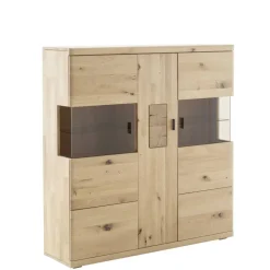 Schrankvitrine aus hellem Asteiche Massivholz - Losiamos