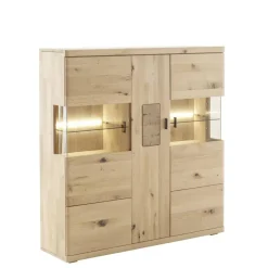 Schrankvitrine aus hellem Asteiche Massivholz - Losiamos