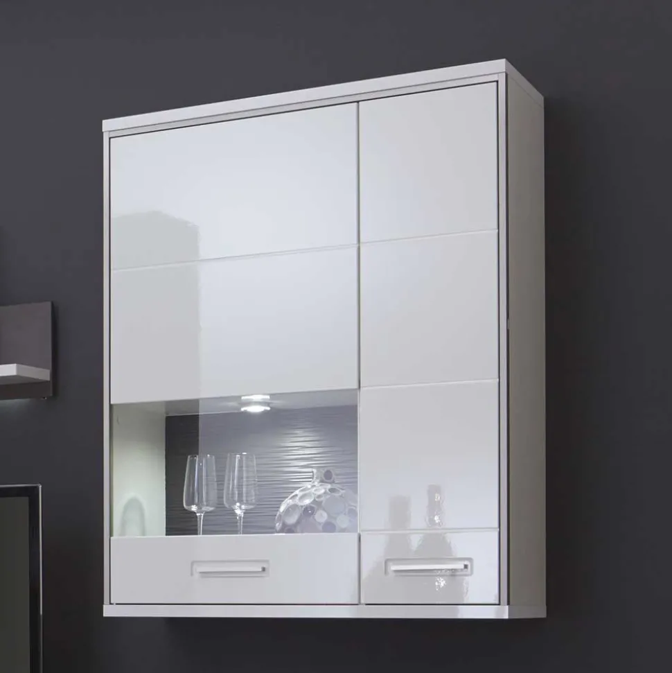 Schrankwand Tacroma in Weiß Hochglanz (fünfteilig)