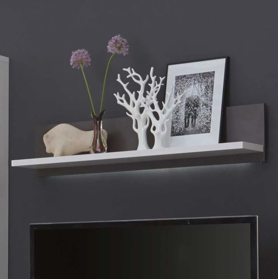 Schrankwand Tacroma in Weiß Hochglanz (fünfteilig)