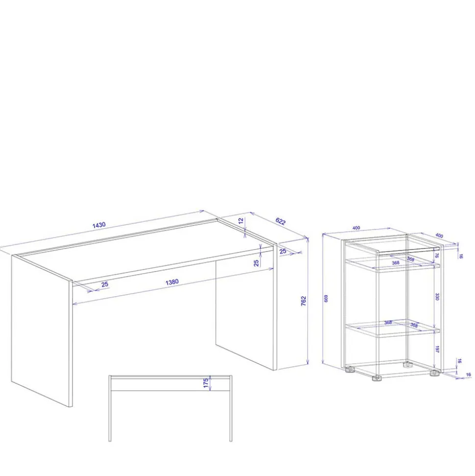 Schreibtisch & Regal Kombi - Nonessia (zweiteilig)