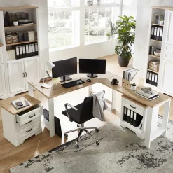 Schreibtisch & Rollcontainer Set - Mehady (dreiteilig)