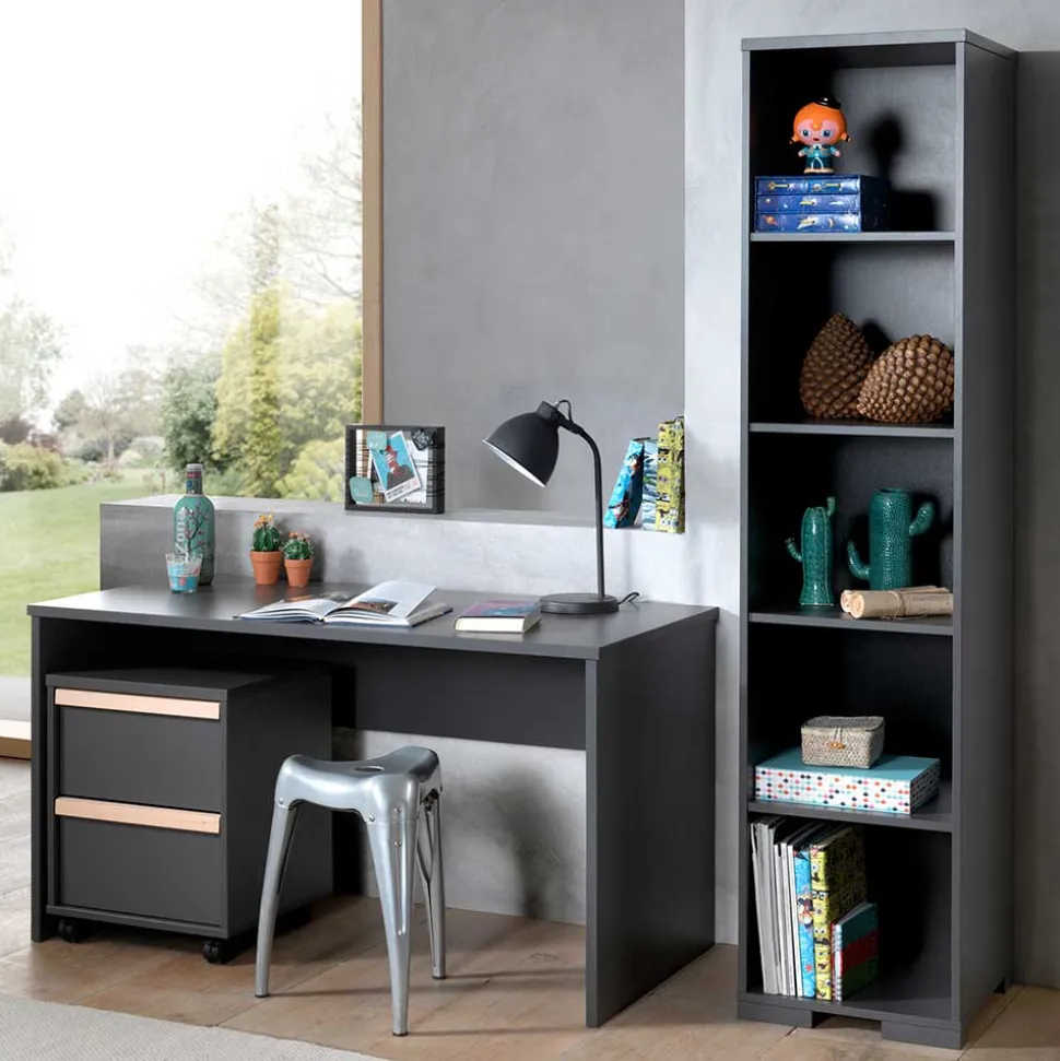 Schreibtisch & Rollcontainer & Regal - Navlius (dreiteilig)