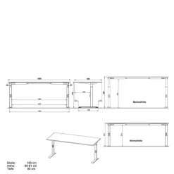 Schreibtisch & Rollcontainer - 3 Größen - Tila (zweiteilig)