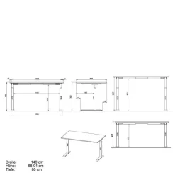 Schreibtisch & Rollcontainer - 3 Größen - Tila (zweiteilig)