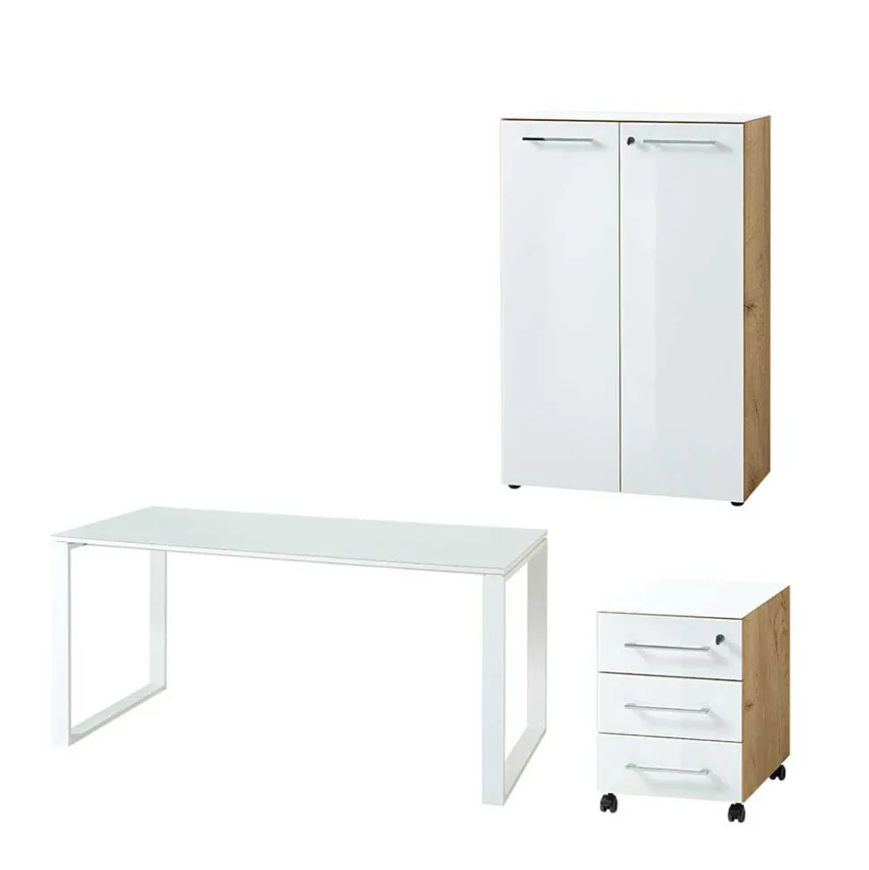 Schreibtisch & Rollcontainer & Schrank - Laszlo (dreiteilig)