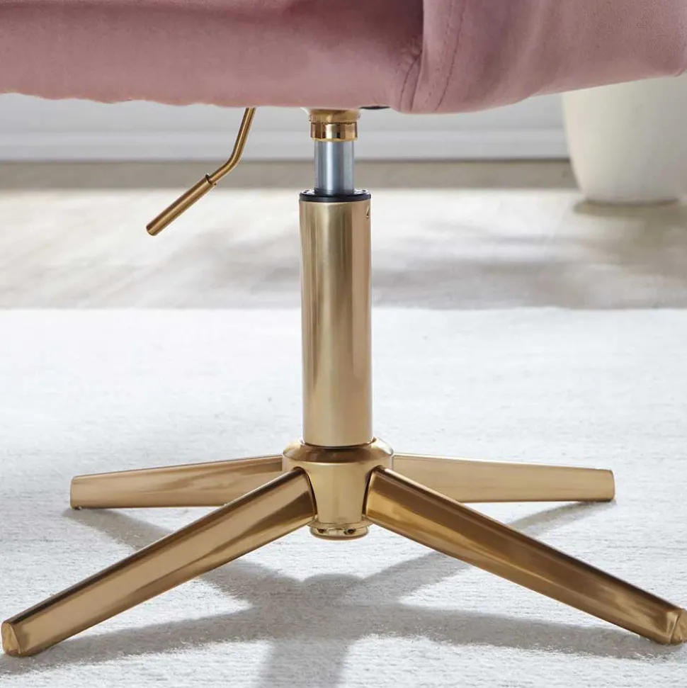 Schreibtisch Drehsessel in Rosa Samt - Tsinaton