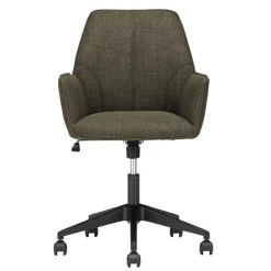Schreibtisch Drehstuhl aus Strukturstoff Oliv Grün - Alexandro