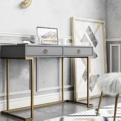 Schreibtisch in Grau und Messing - Woman